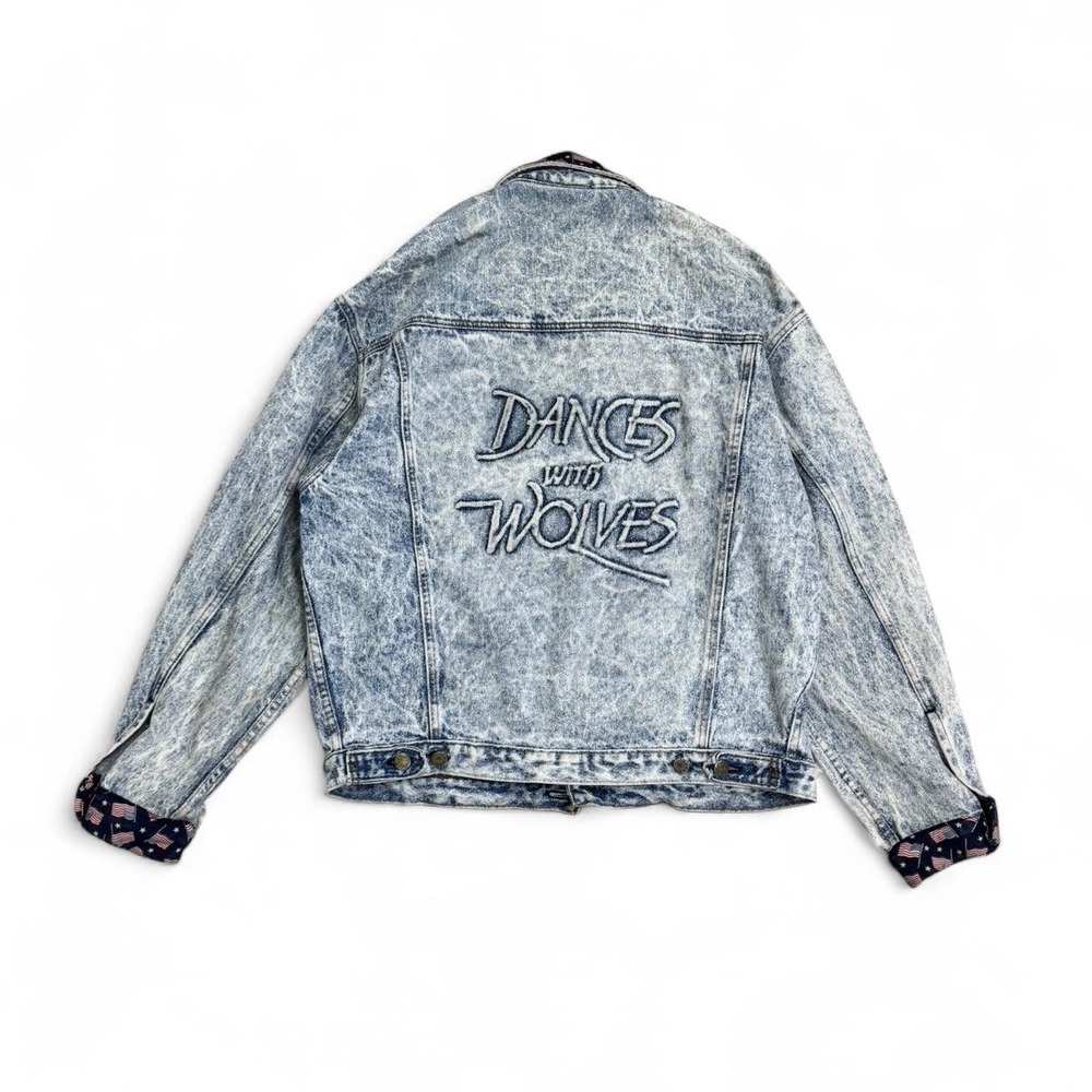 Vintage 80s "Dances With‎ Wolves" Acid Wash Denim Jacket